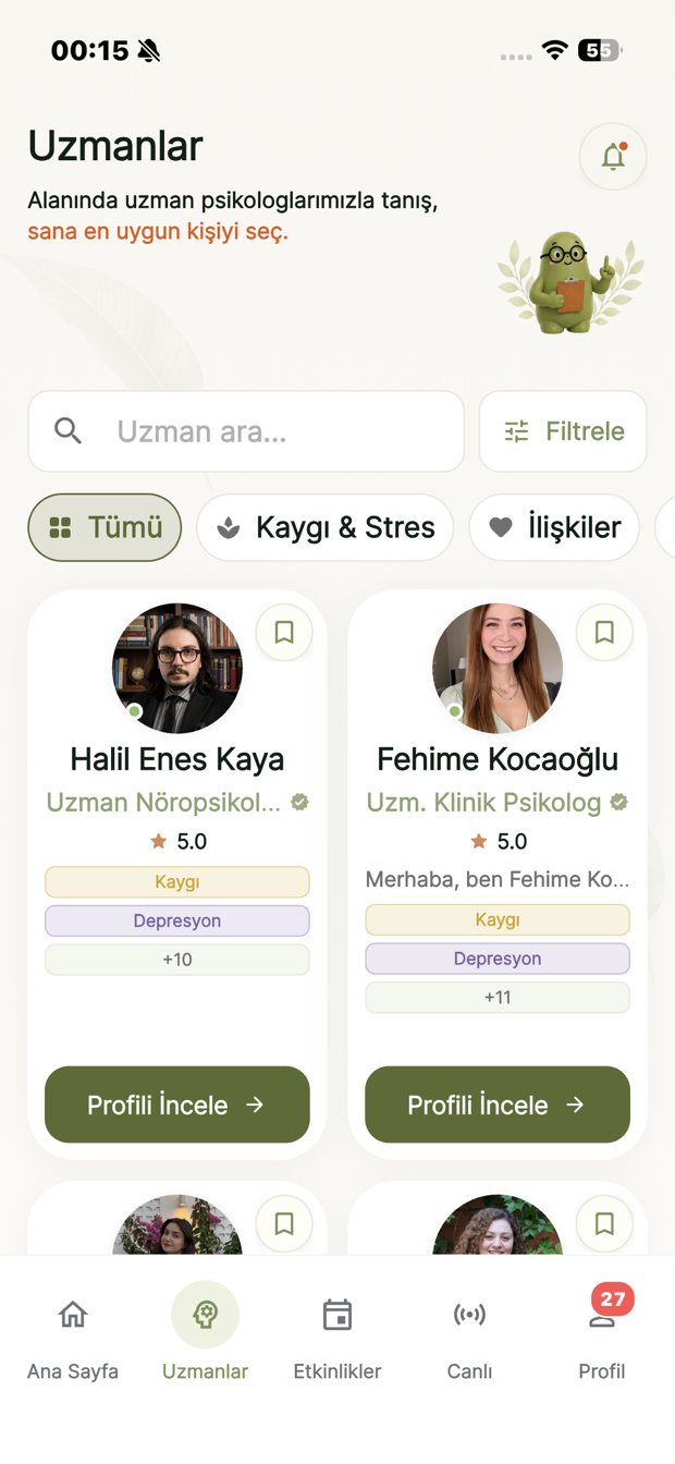 PSYCONNECT uzmanlar ekranı